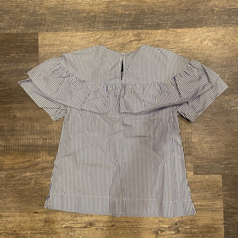 J. Crew Edie Striped Ruffle Blouse